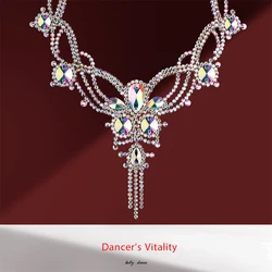 Belly Dance Necklace Performance Accessories Oriental Dancing Female High-End Profession Competition Diamond Chain