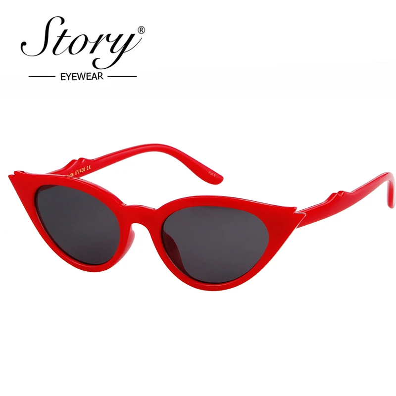 STORY 2018 Sexy Small Leopard Cateye Sunglasses Women Vintage Black White Fashion Cateye Sun Glasses For Female Eyewear Shades