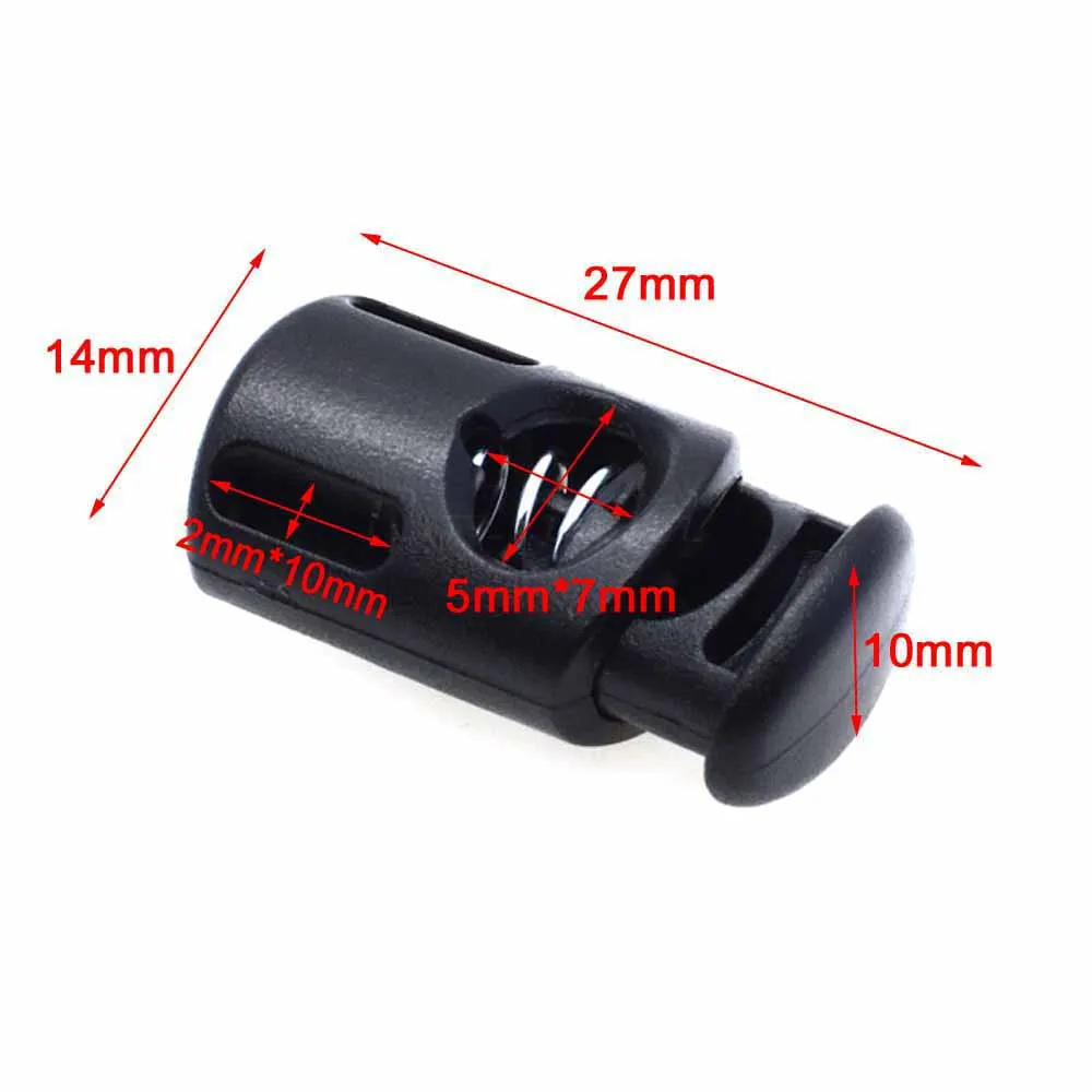 10pcs/pack Cord Lock Toggle Stopper Plastic Cord Buckle toggle clip  Garments / Backpack Accessories Black