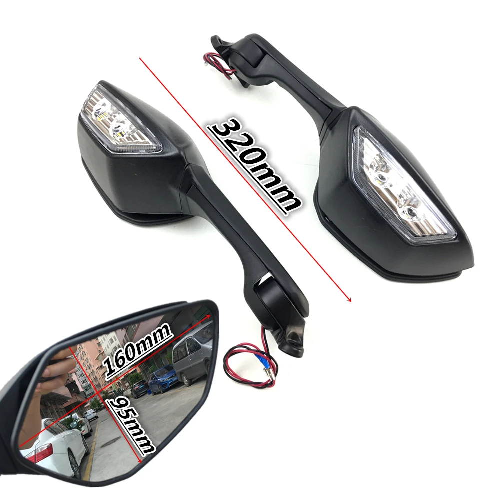  Moto rrad R18シリーズ 2-TONE-BLACKミラー TCMT LED Turn Signal Integrated Rear View Side Mirrors Fit For