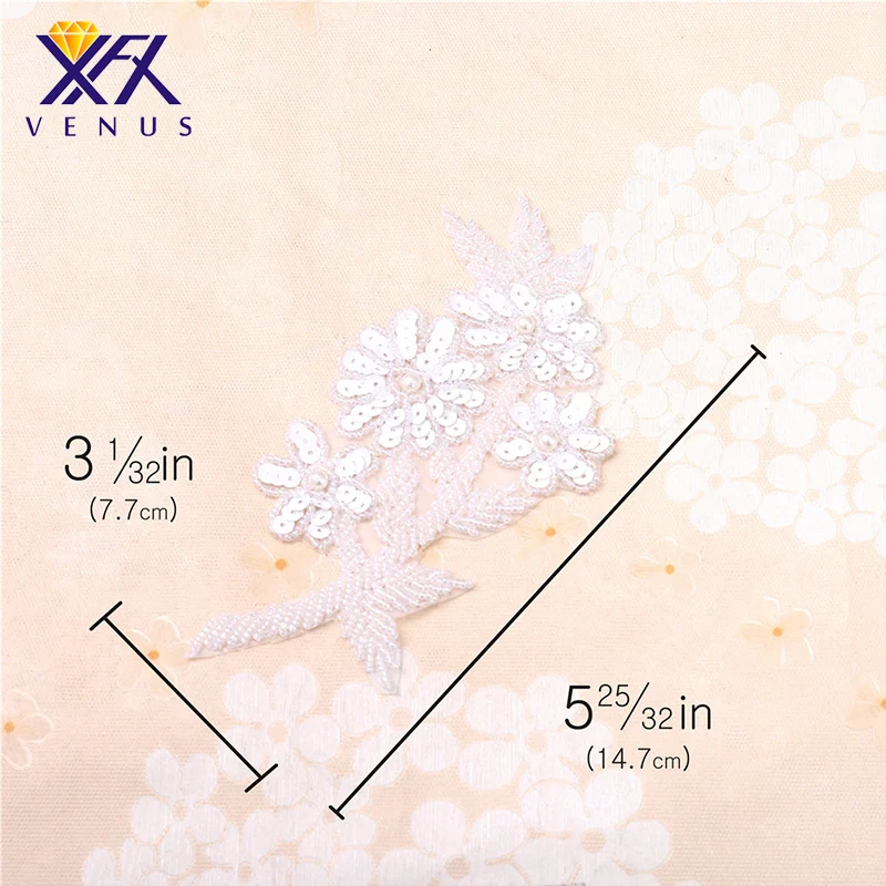 XFX VENUS (10pcs) Wedding Rhinestone Applique Gold Beaded Crystal Applique Iron on For Wedding Dresses Rhinestones for Crafts