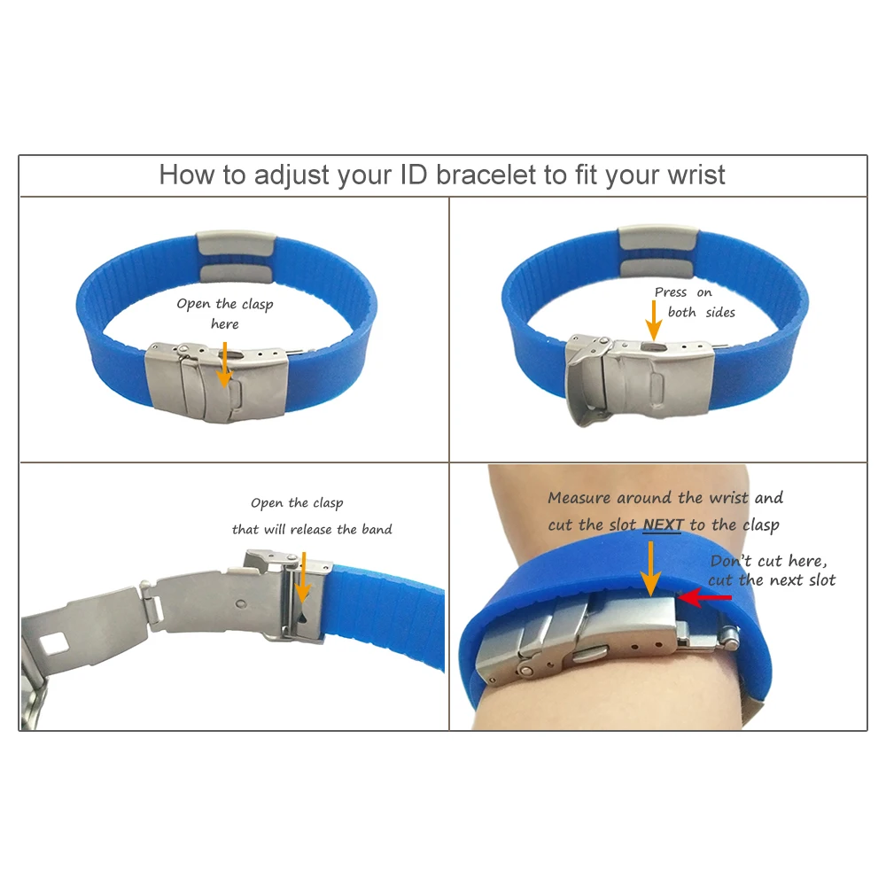 Personalized Custom Womens\' Medical ID Bracelet Children Safety Silicone Wristband Engraving Identification Child SOS Wrist Band