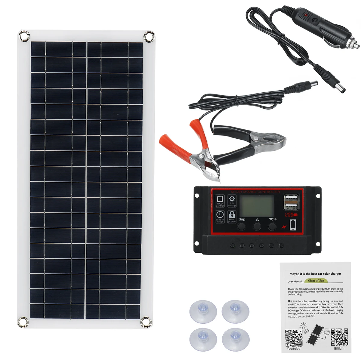 Controlador do painel solar para o telefone, rv, carro, MP3, PAD, carregador, fornecimento de bateria ao ar livre, célula 10A-100A, 12V, 1000W