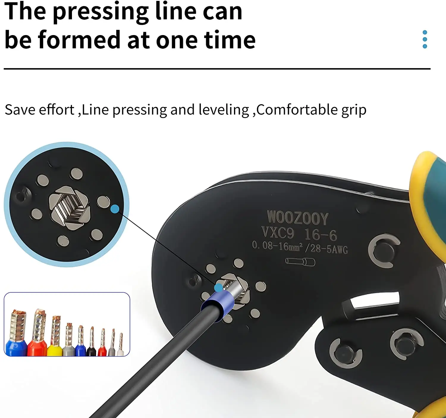 WOZOBUY VXC9 16-6 Hexagonal Wire Crimper Crimping Plier Tool Set Ferrules Ratcheting&Self-adjustable with 1900pcs Wire Terminals