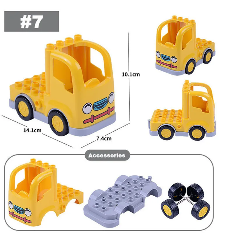 DIY Big Size Building Blocks Accessories Car Tractor Truck Airplane Classic City Traffic Serie Bus Car Compatible with Kids Birc