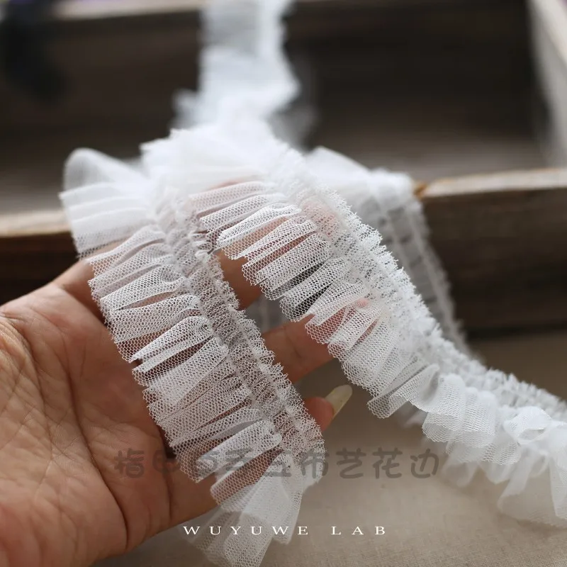 2M Mesh Lace Polyester Embroidery Red Black White Pink Lace Trim for Bridal Wedding Gown Costume Design Lace Ribbon 3.5CM Width