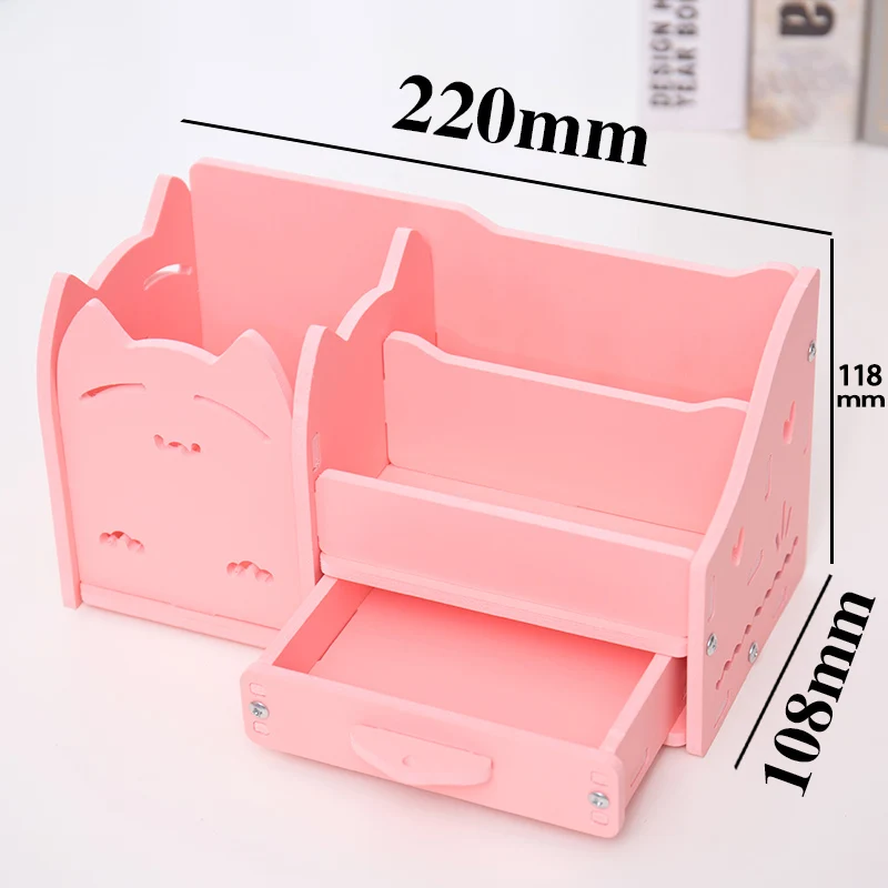 Multi-function 4 Grid Desktop Pen Holder Office School Stationery Storage Case Wood Box Desk Pen Pencil Organizer Phone Holder