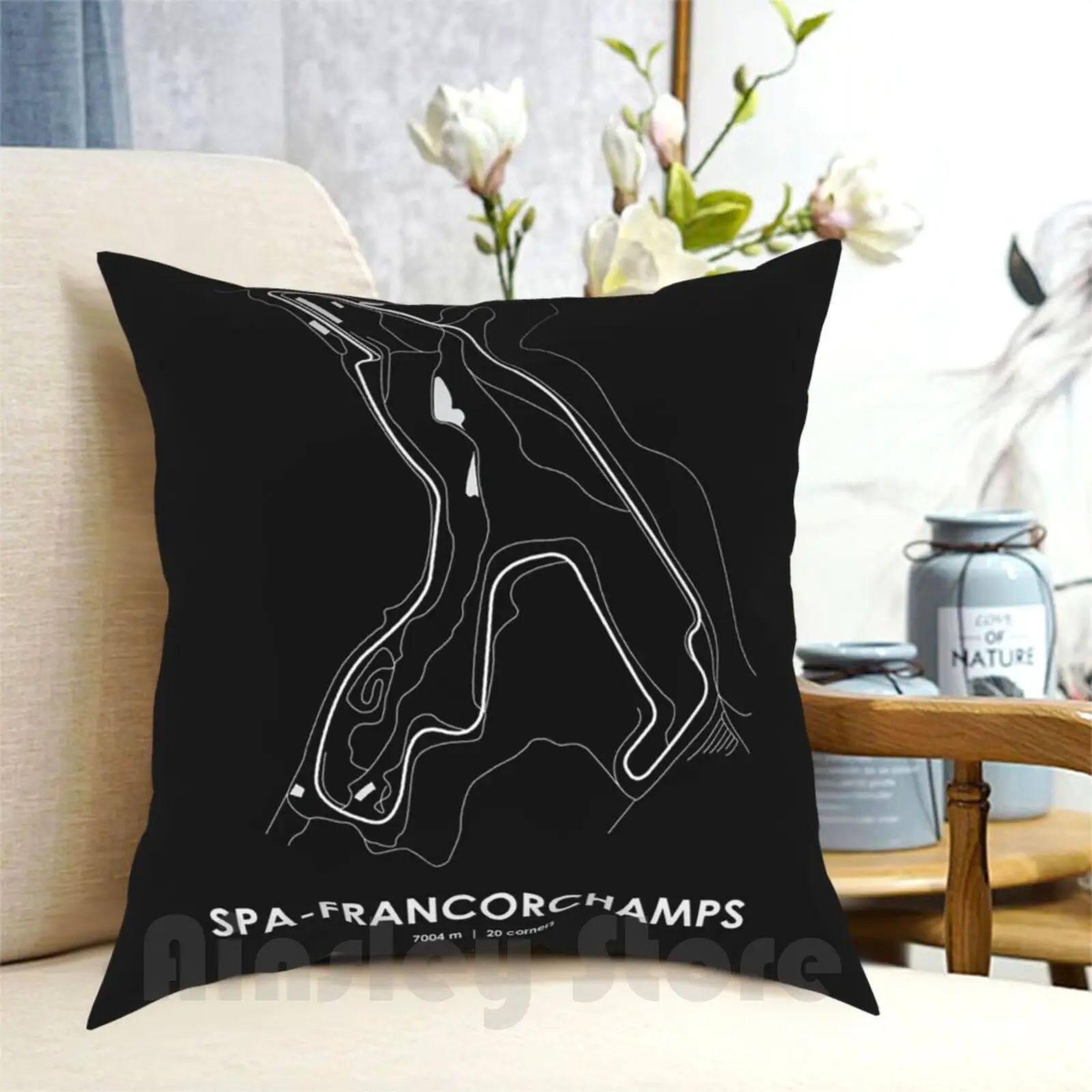 Spa-Francorchamps-Belgium Track Map Pillow Case Printed Home Soft Throw Pillow Spa Francorchamps Belgium Circuit Track