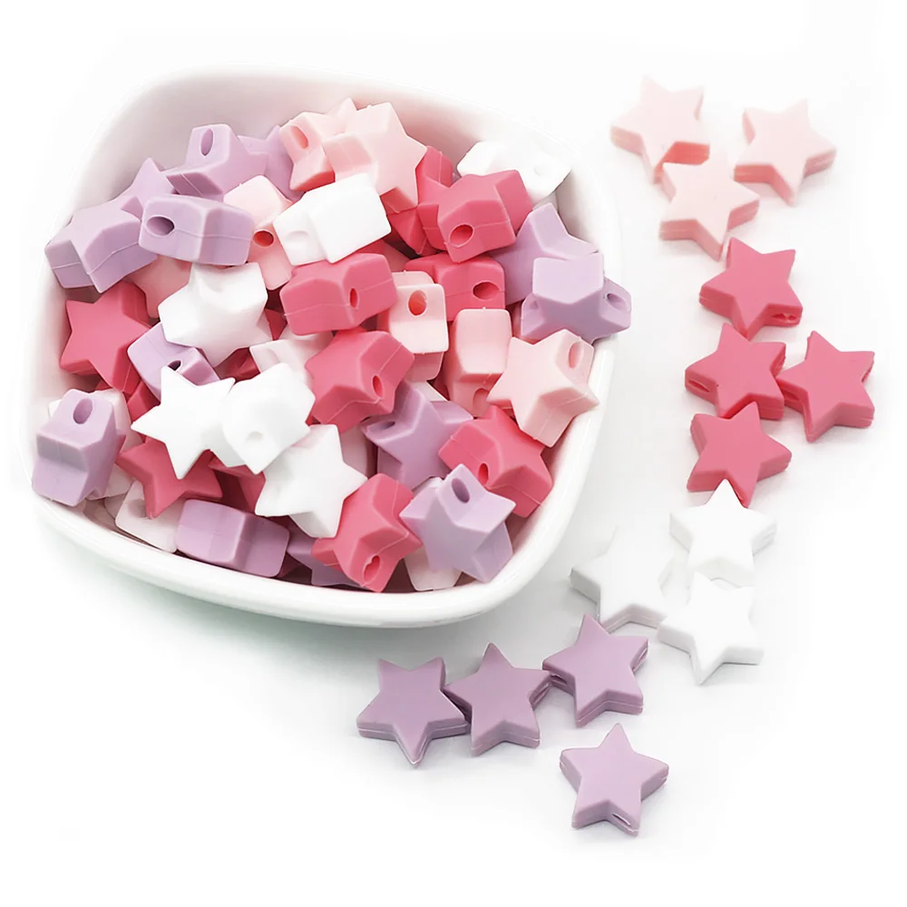 Cute-Idea Baby Silicone Beads 10pcs Food Grade Mini Star Chew Teething Beads DIY Baby goods Kids Pacifier Chain Toys Accessories