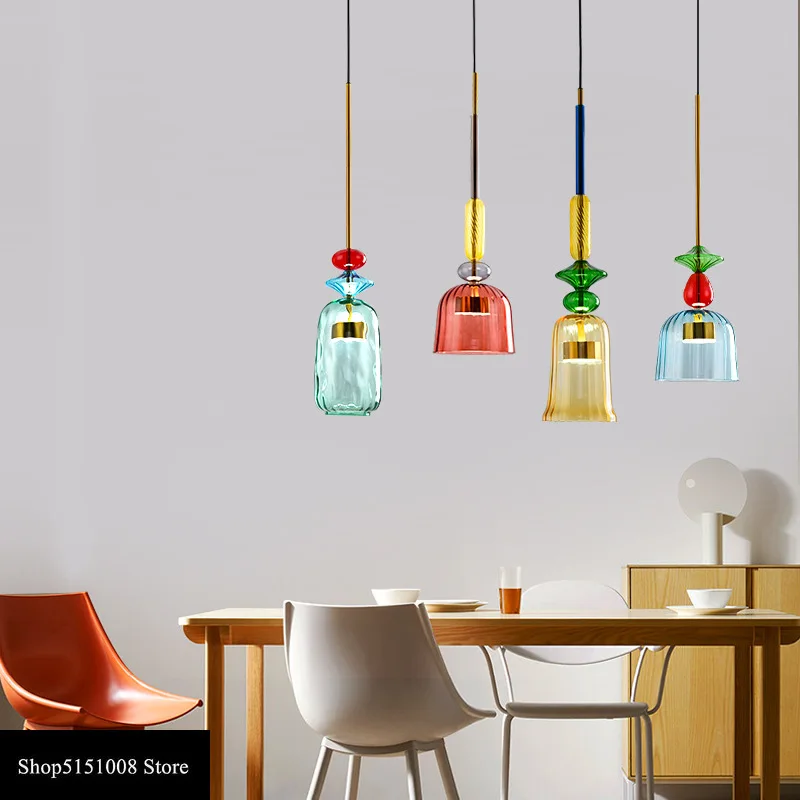 Imagem -02 - Nordic Candy Pendant Lights Sala de Estar Moderna Quarto Quarto de Criança Candeeiros de Vidro Decoração para Casa