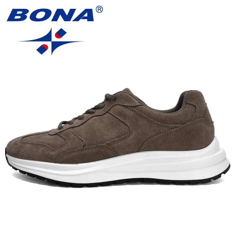 BONA 2021 New Designers Suede Running Shoes Men Casaul Sneakers Light Breathable Man Vulcanized Shoes Jogging Walking  Footwear