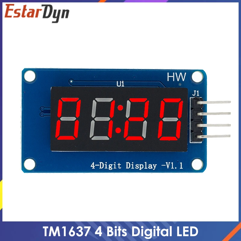 Moduł wyświetlacza LED TM1637 4-bitowy, 7-segmentowy, 0,36 cala, czerwony, anodowy, z czterema szeregowymi sterownikami, do zegara.