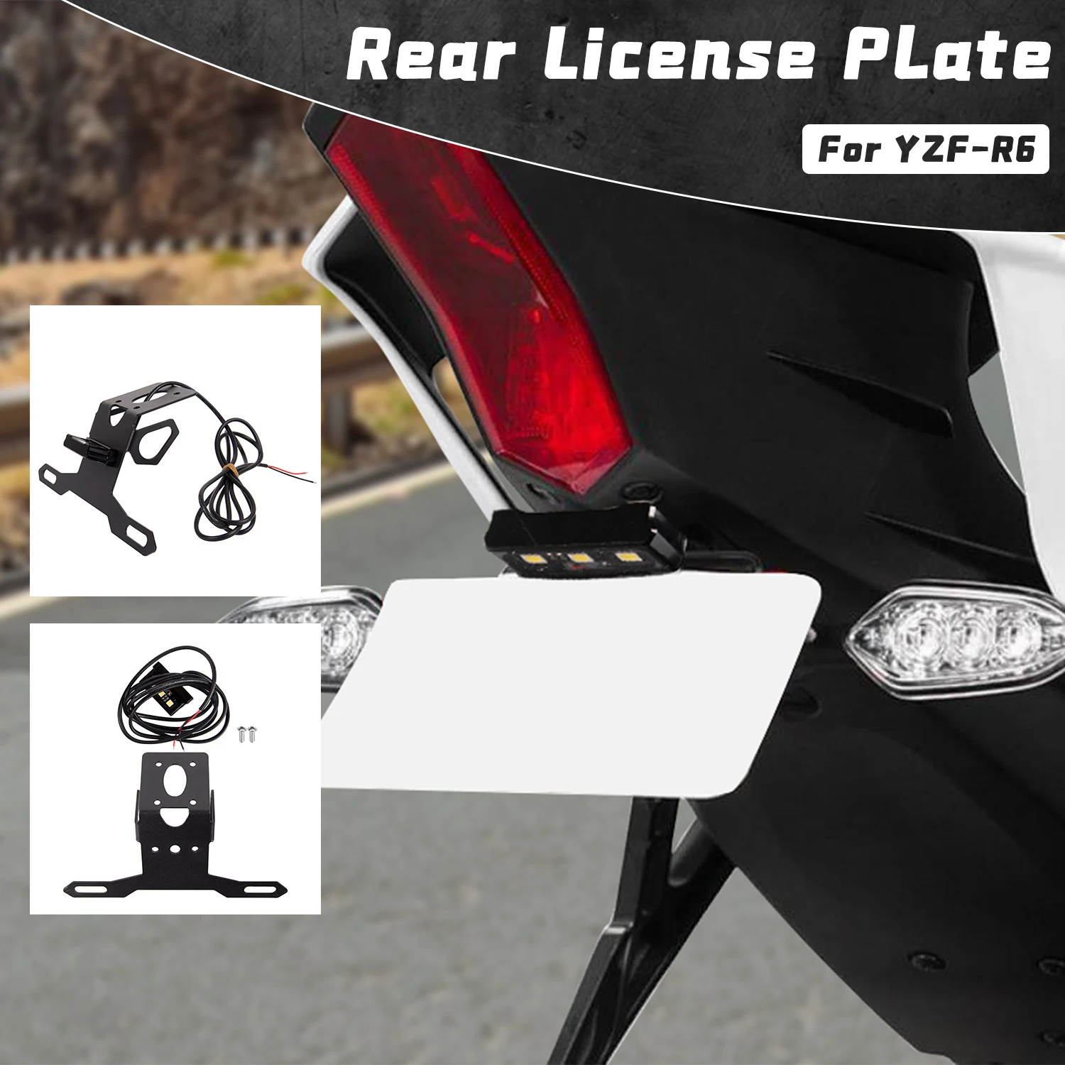 

Motorcycle License Plate Holder LED Tail Tidy Fender Eliminator For Yamaha YZF-R6 YZFR6 2017 2018 2019 2020 YZF R6 Accessories