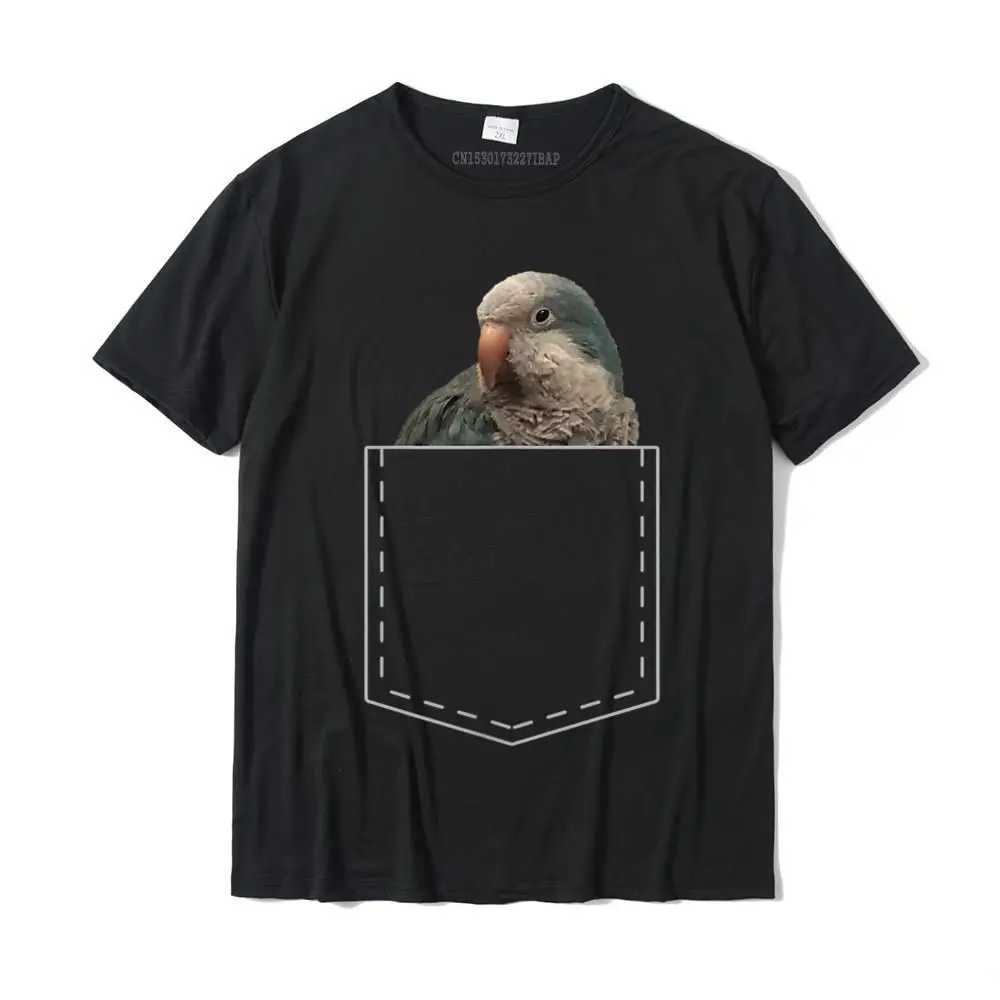 Cute Quaker Parrot Shirt Pocket Parakeet Lover TShirt Gift Camisas Hombre Rife Men Tops & Tees Custom T Shirts Cotton Cool