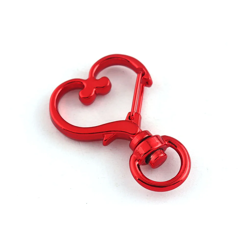 Colorful Swivel Clasps Heart Shaped Lobster Clasps Rainbow/Pink/Red/Green/Purple/Blue Push Gate Snap Hook Key Chain for Bags