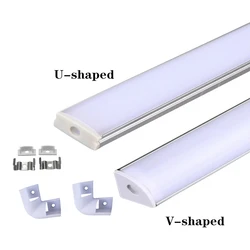 Kanał aluminiowy LED 0.5m, do taśmy LED 3528 5630 5050 U/V kształt kanał aluminiowy LED kolor biały mleczny pokrowiec/przezroczysta osłona