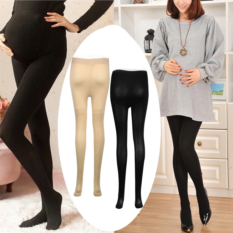 Autumn Winter 120D Women Pregnant Socks Maternity Hosiery Solid Stockings Pregnant Belly Lift Pantyhose Velvet