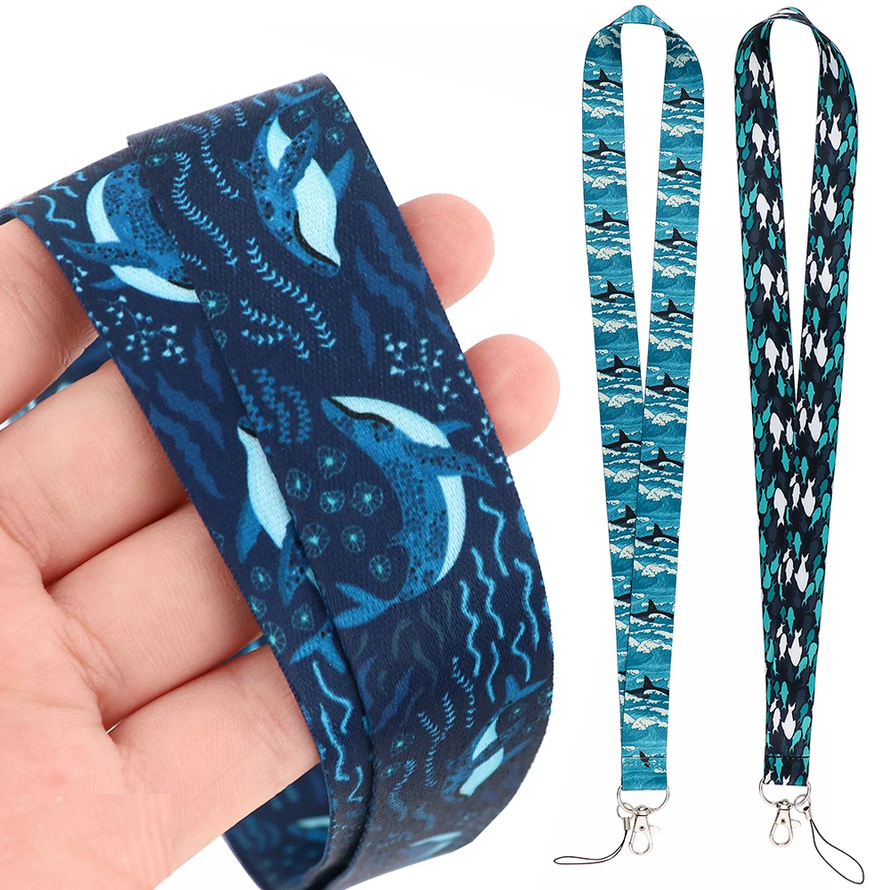 DZ2387 Whale shark Neck Strap Lanyards Keychain Badge Holder ID Card Pass Hang Rope Lariat Lanyard for Key Rings Accessories