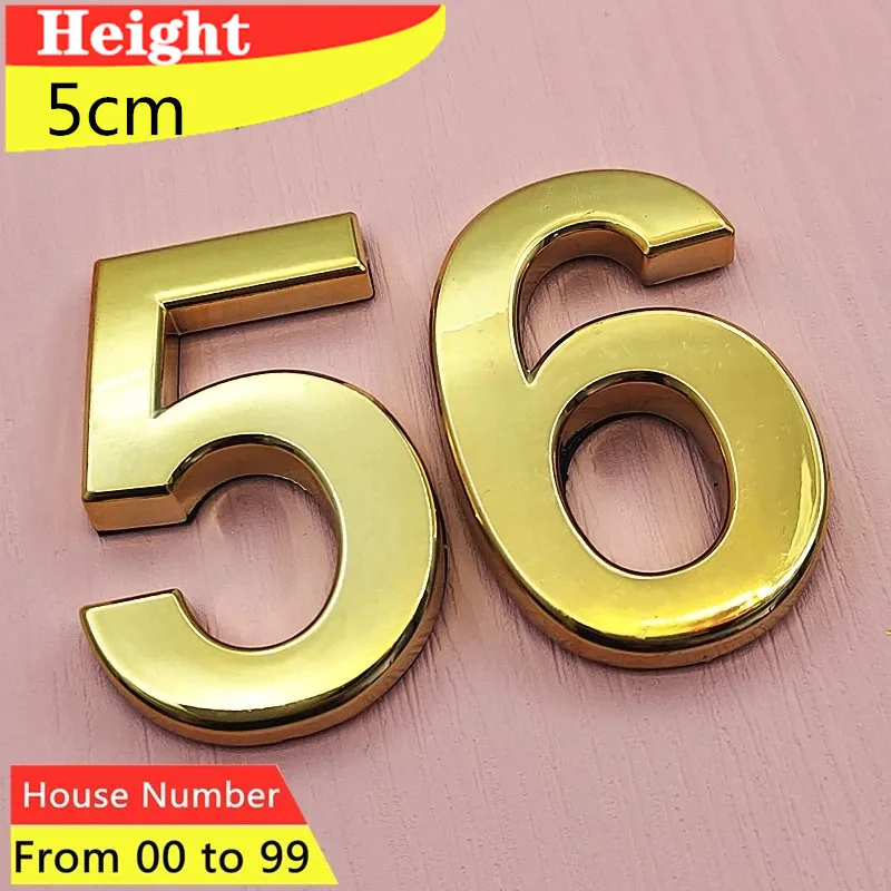 

2pcs/lot 5cm Gold Digital 00-99 Self Adhesive Plating Digital Metal Building Door Address Number House Number Sticker Plate Sign