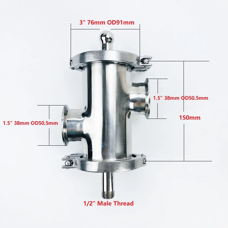 

3"(76mm)OD91 Gin Basket Set For Distillation,2*Side Ports 1.5"(38mm)OD50.5mm With Filter V-340ml,Length 150mm SS304