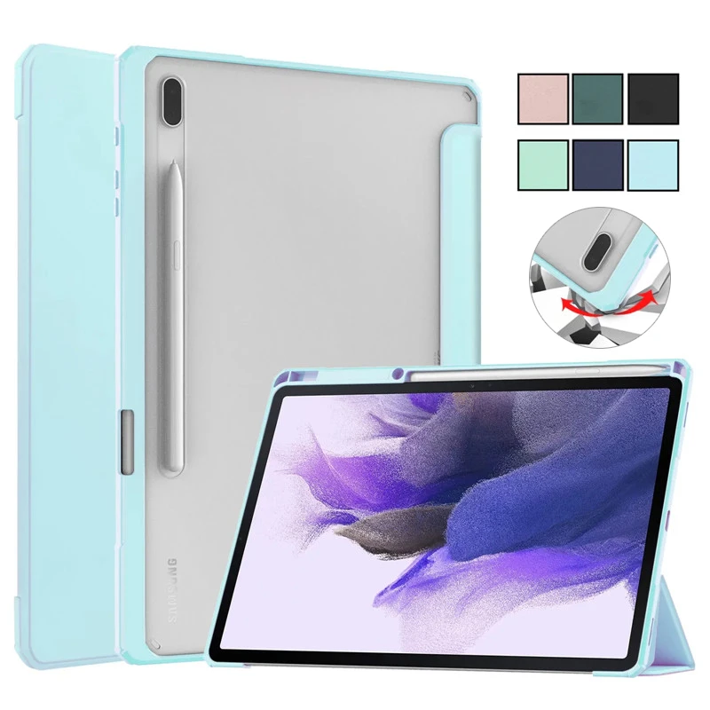 

Tablet Funda For Samsung Tab S7 Fe Case With Pencil Holder Folding PU Leather Shockproof Smart Case For Galaxy Tab S7 Plus S7 Fe