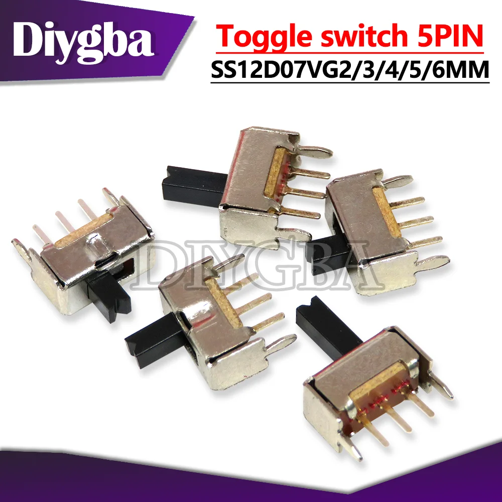 20pcs/lot SS12D07VG2 SS12D07VG3 SS12D07VG4 SS12D07VG5 SS12D07VG6 toggle switch 5PIN 1P2T