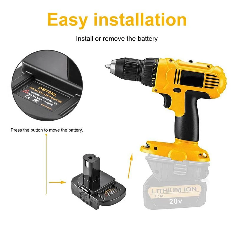 Адаптер для аккумулятора DM18RL, USB dm20robfor RYOBI, преобразователь DEWALT 20 в Milwaukee M18 в 18 в, адаптер для аккумулятора
