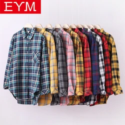 2024 New Brand Plaid Shirt Women Loose Plus Size Blouse Female Long Sleeve Blouses Cotton Flannel Casual Shirt Women Tops Blusas