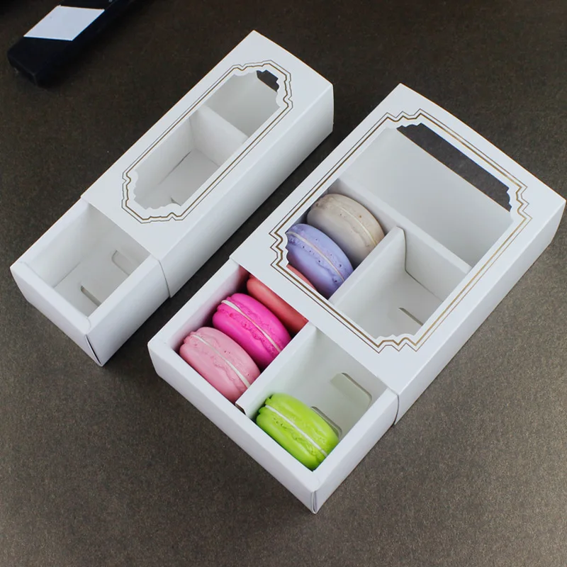 10Pcs Macaron Cookies Packing Box White Holloween Cake pastry Boxes Cupcake Storage Holder Wedding Party Favor Gift for Kids