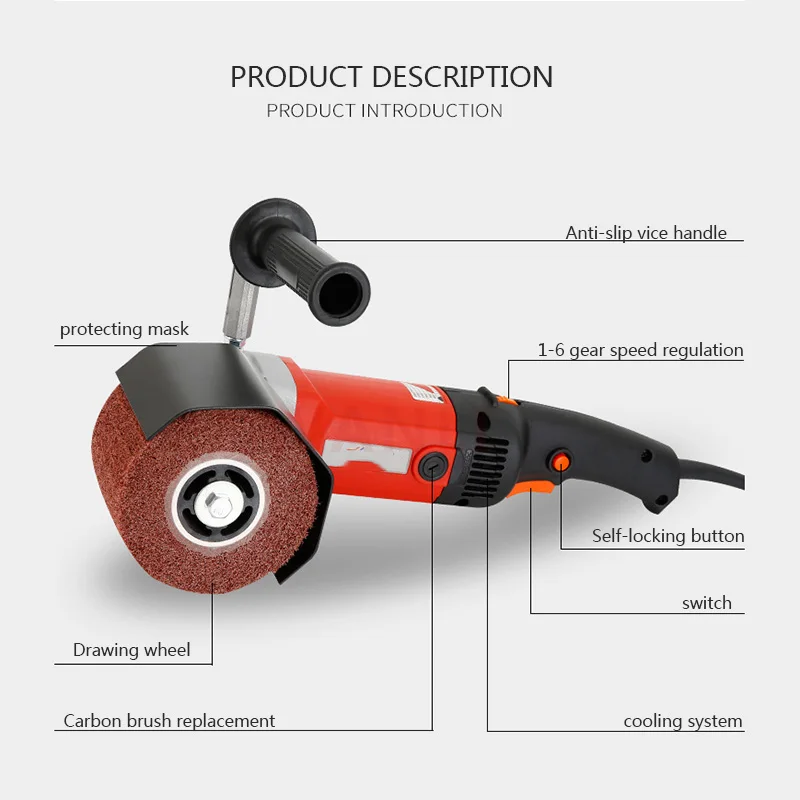 220V/2200W Electric Polishing Machine Wire Drawing Grinding Machine Metal Stainless Steel Wood Mirror Polishing Machine