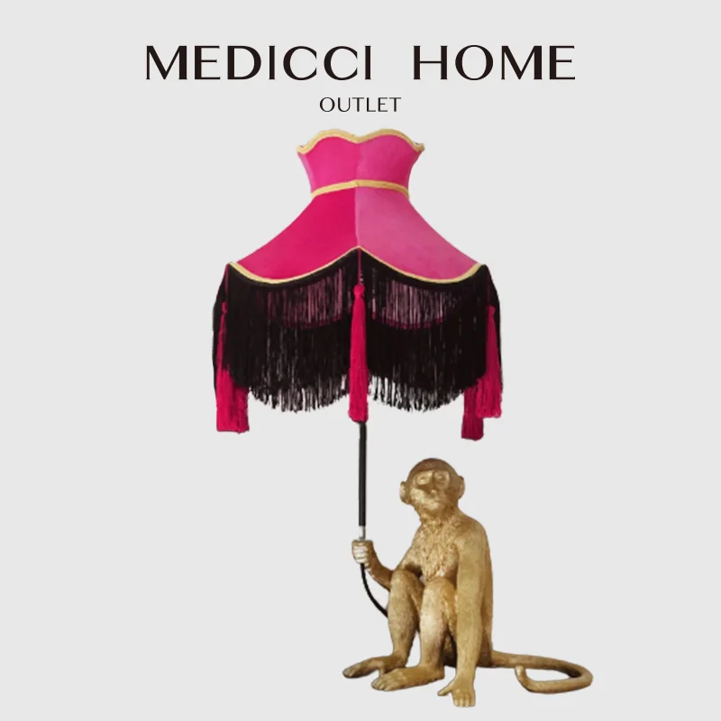 Medicci Home Mystical Monkey Lampshade Original Design Vintage Rose Red Hand Crafted Lamp Shade Luxury Light Shade Replacement