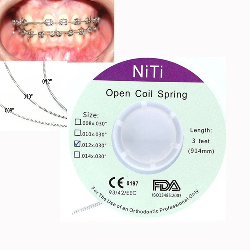 Dental Orthodontic Open Coil Spring For Dentist Orthodontic Brackets Braces 3 Feet(914mm)&Niti Close Spring 0.012x6mm 0.010x6mm