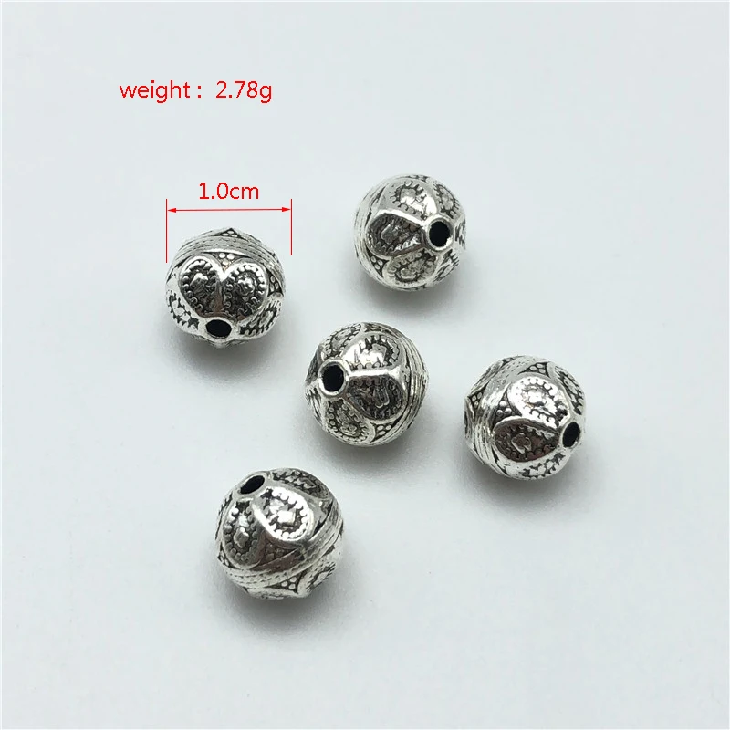 15 sztuk grawerowane okrągłe metalowe koraliki 8mm/10mm luźne koraliki do tworzenia biżuterii DIY ręcznie robiona bransoletka biżuteria akcesoria — zdjęcie 4