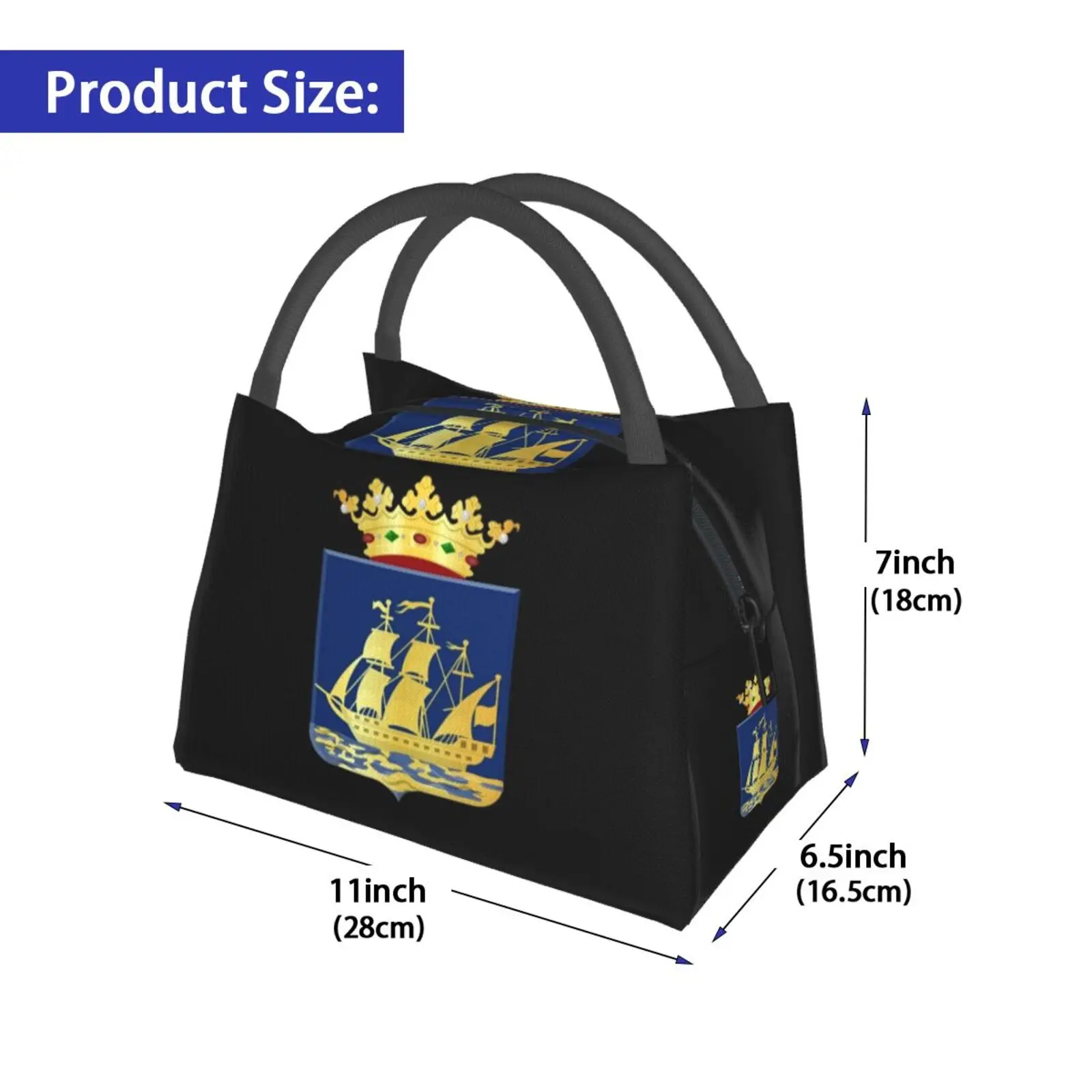 Cooler Lunch Bag Picnic Bag Coat Of Arms Of Ijlst Netherlands Ijlst Coat Arms Boat Blue Yellow Crown Holland