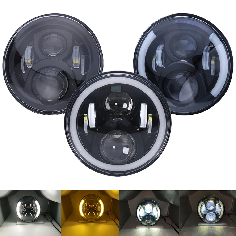Faro LED Universal de 7 pulgadas, faro alto y bajo para Harley Touring Ultra clásico Electra Street Glide Road King Yamaha