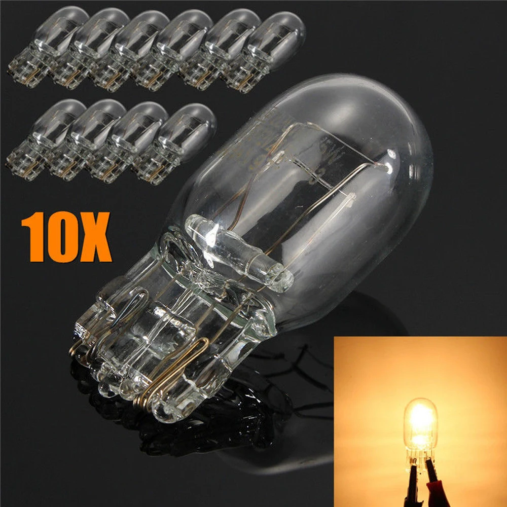 10pcs T20 7443 7440 21/5W DRL Bulbs Double Filaments Halogen Bulb Clear Glass Daytime Running Light Turn Signal Light Tail Lamp