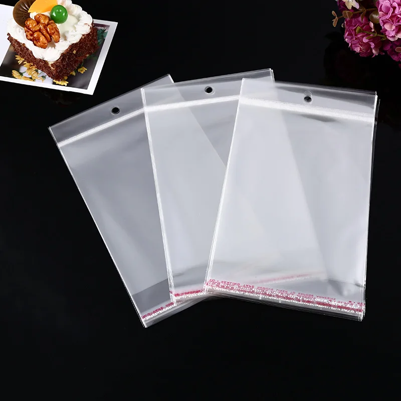 100pcs 4 Sizes Transparent Hanging Self Adhesive Opp Plastic Pouch Sachet Gift Bag For Jewelry Wedding Party Beads Packing