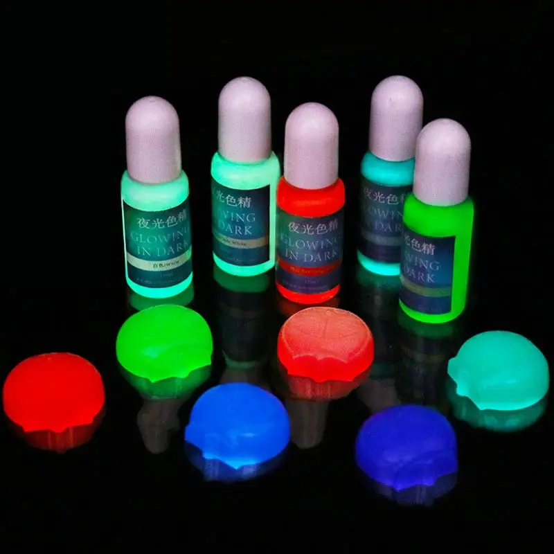 10 Warna Bersinar Dalam Gelap Epoksi Resin Pigmen Kit Bercahaya Pewarna Cair Resin Pewarna Membuat Perhiasan Alat