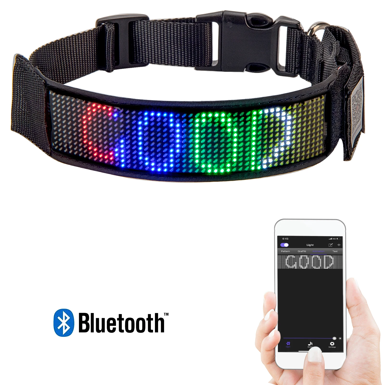 Led Dog Harness Programmable Bluetooth Scrolling Light  Lluminated Multi-Colored Personalized Text Graphics for Pet Decoration