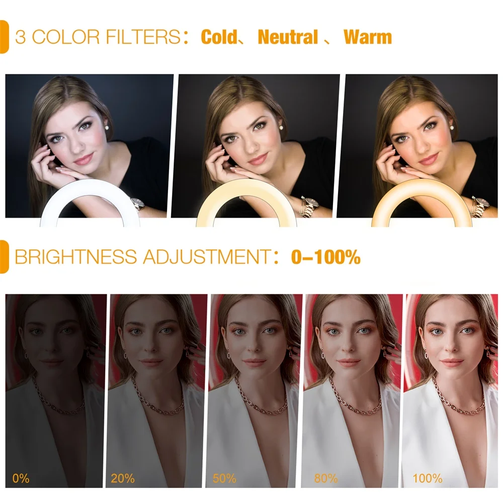 10インチLEDリングライト,自撮り写真,ビデオ撮影,写真,ライブビデオ用