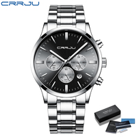 Relogio Masculino CRRJU Watch Men Fashion Sport Quartz Clock Mens Chronograph Watches Top Brand Luxury Business Waterproof Watch