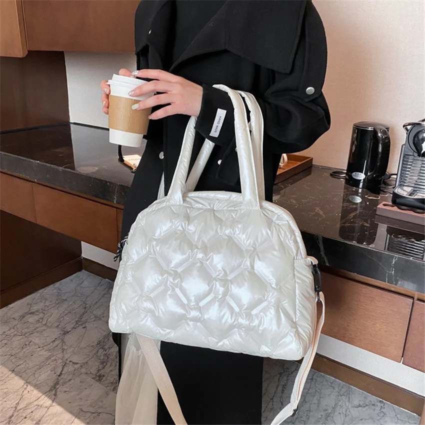 Luxury Designer Women Down Bag Space Padded Handbag Shoulder Bag Winter Female Solid Color High Quality Quilted Crossbody Bag