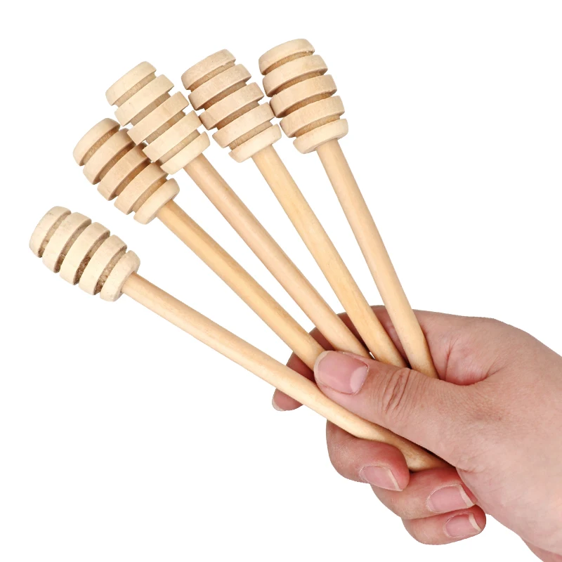 

10Pcs/Lot 15.8cm Long Handle Wood Honey Stir Bar Practical Honey Mixing Stick Jar Spoon Supplies For Coffee Milk Tea Kitchen