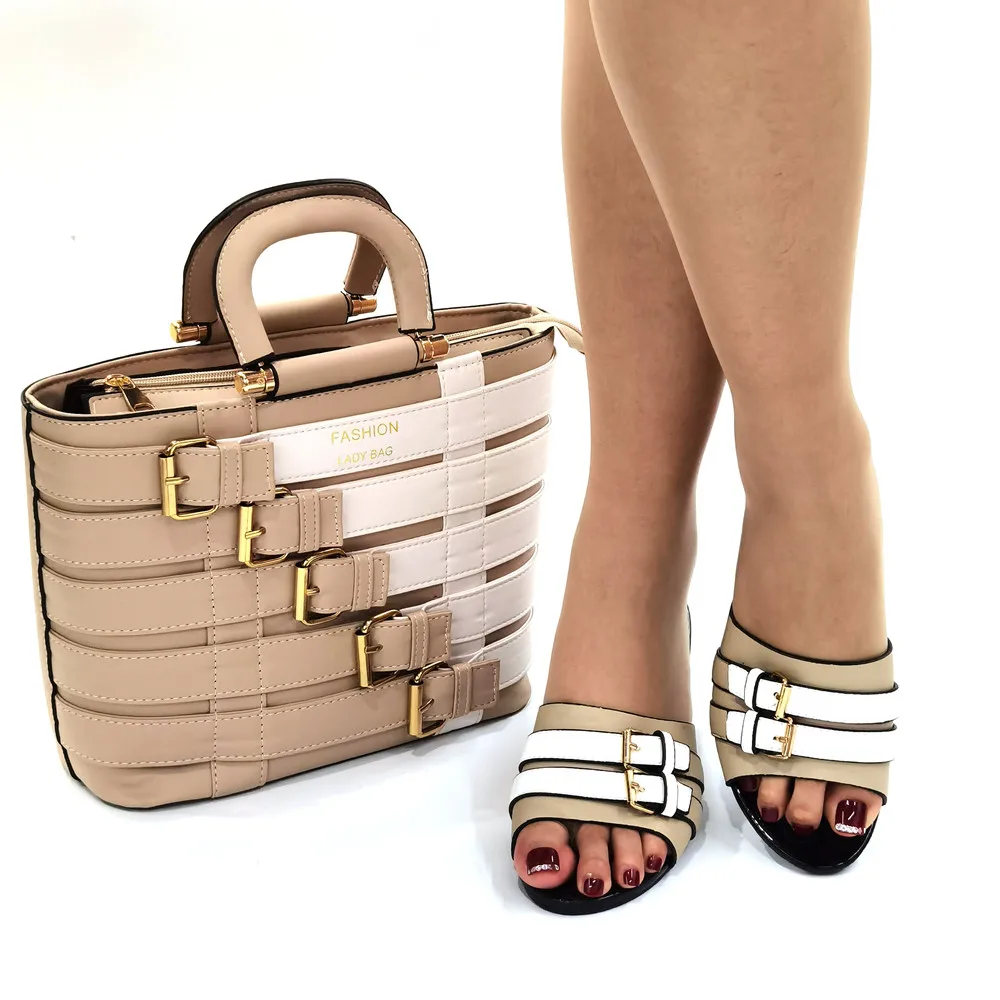 

2021 Nigerian Newest Italian Design Color Party Ladies Shoes and Bag Set Decorated With Special Narrow Band and Cross-tied