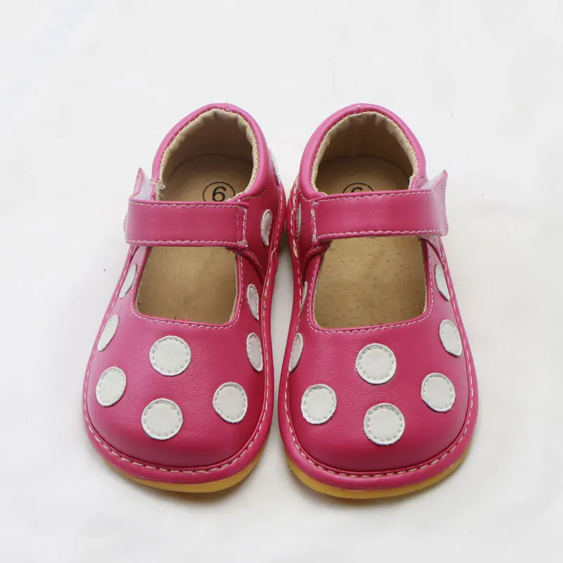 Girls Sandals with Sounds Kids Leather Shoes Children Polka Dot Sneakers Princess Dance Shoes 1-3 Years Baby Squeaker Toddler