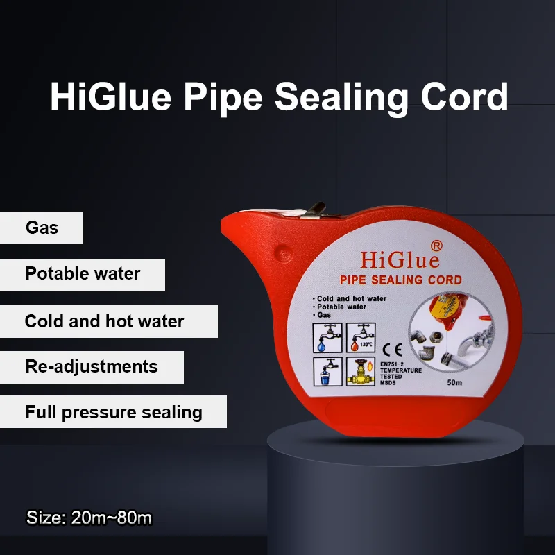 Higlue 55-cable de sellado de rosca para reparación de tuberías, cinta de PTFE con etiqueta nueva, sin fugas, 1 unidad x 50m