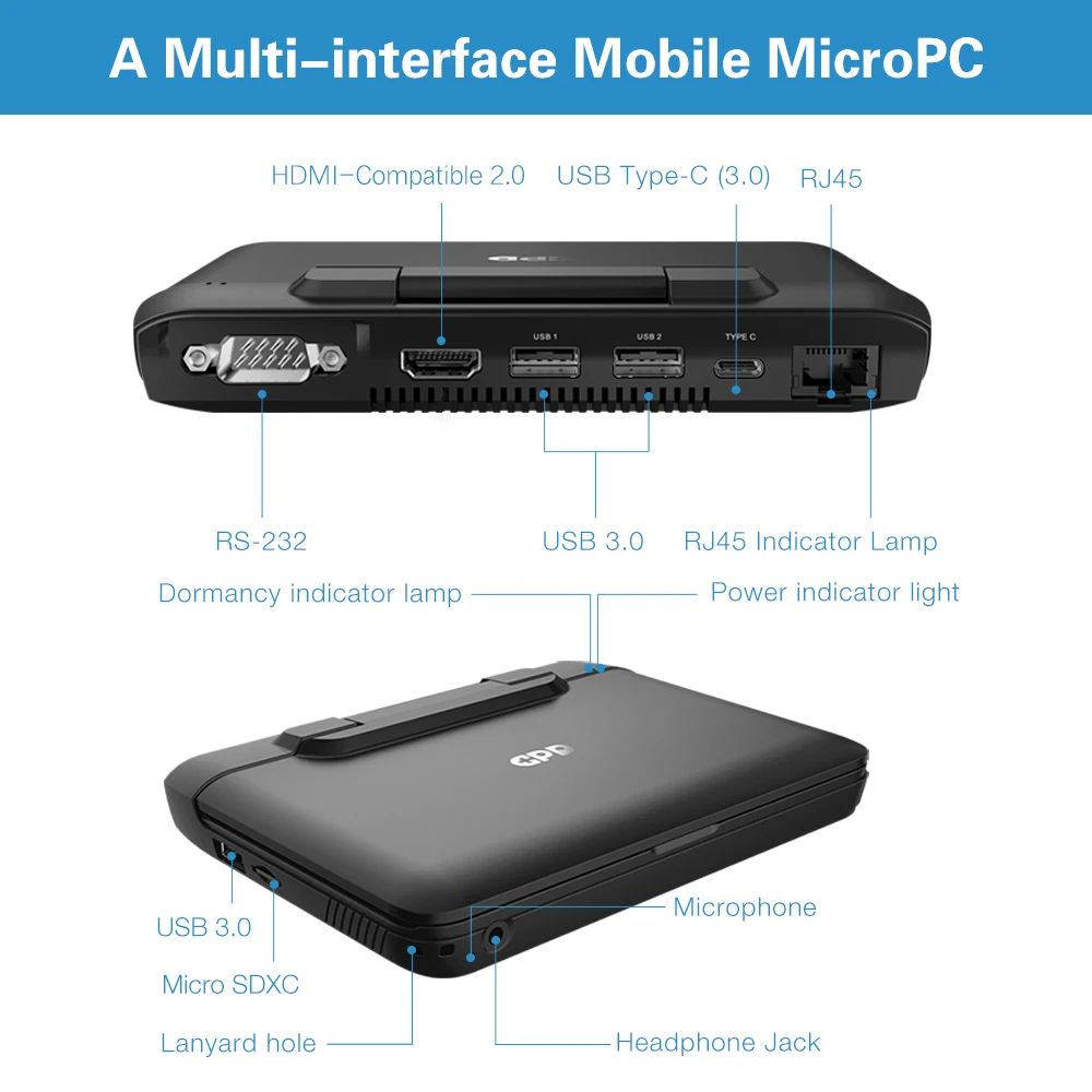 Imagem -03 - Computador Portátil de Bolso Micropc Gpd 8gb de Memória Ram 256gb Disco Rígido Ssd Polegada Tamanho Pequeno Windows pc Notebook Barato