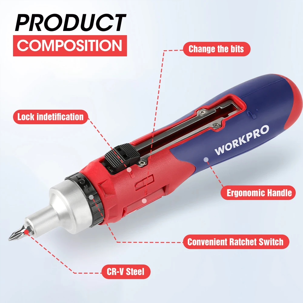 WORKPRO-destornillador de carga automática 24 en 1, kit de herramientas de reparación, juegos de brocas múltiples