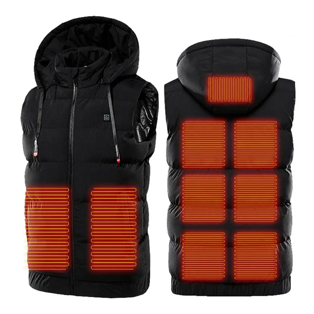 Winter Electric Heated Vest Outdoor USB Charging Warm Heated Jackets 3 Level Temperature Control 9 Zone Heated Vest Body Warmer