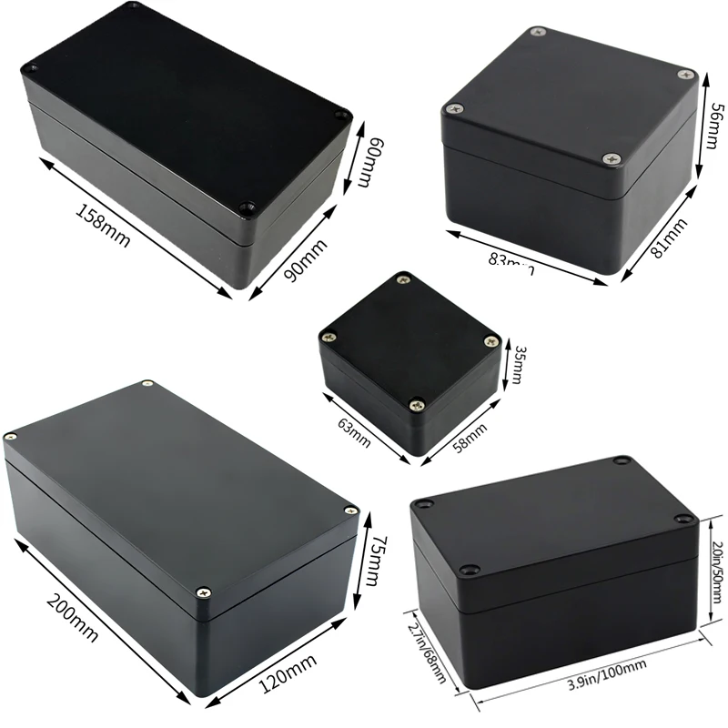 Waterproof Black DIY Housing Instrument Case ABS Plastic Project Box Storage Case Enclosure Boxes Electronic Supplies assembly